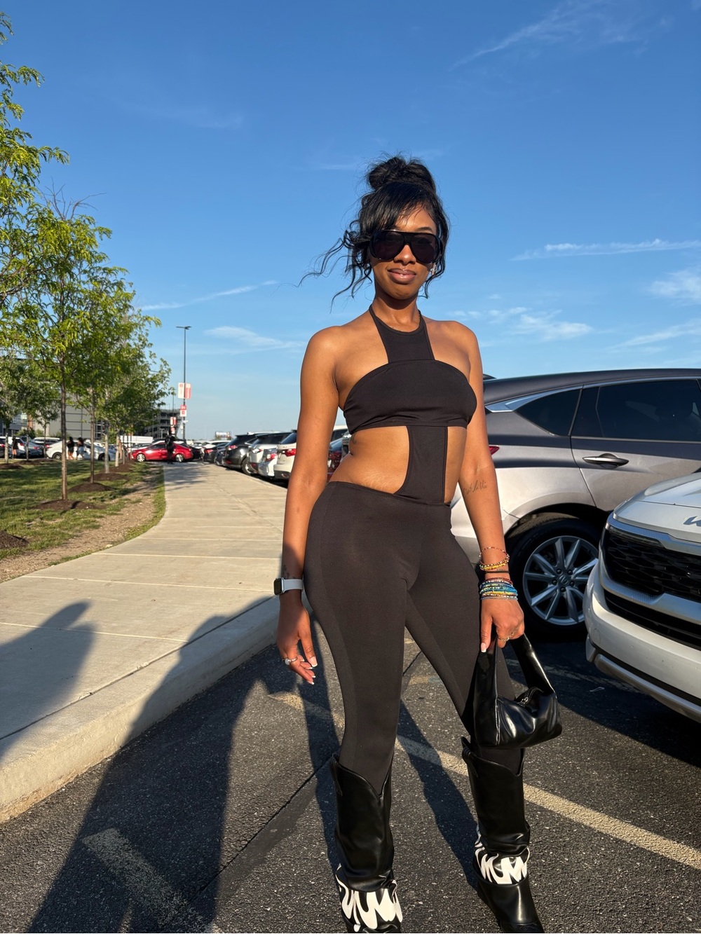 Women’s Black Cutout Halter Jumpsuit